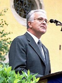 Volker Drr beim Heimattag 2002 in Dinkelsbhl. Foto: Josef Balazs.