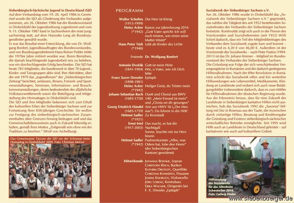 Flyer Plakat Festveranstaltung 30 Jahre SJD  30 Jahre Sozialwerk und Konzert der Siebenbrgischen Kantorei