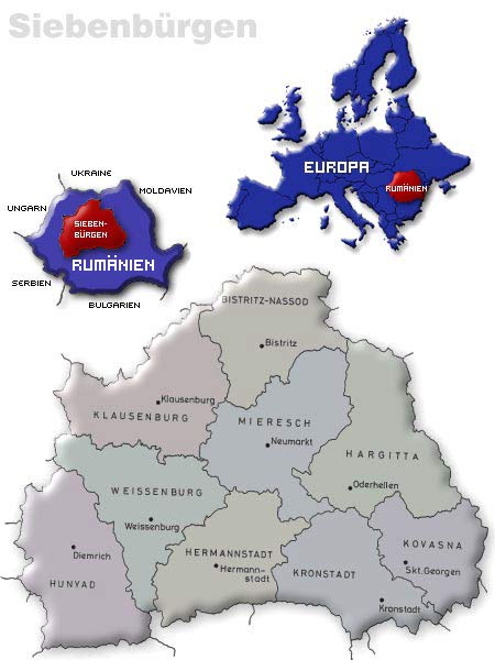 Karte und Lage von Siebenbrgen, Transilvania, Ardeal, Erdly